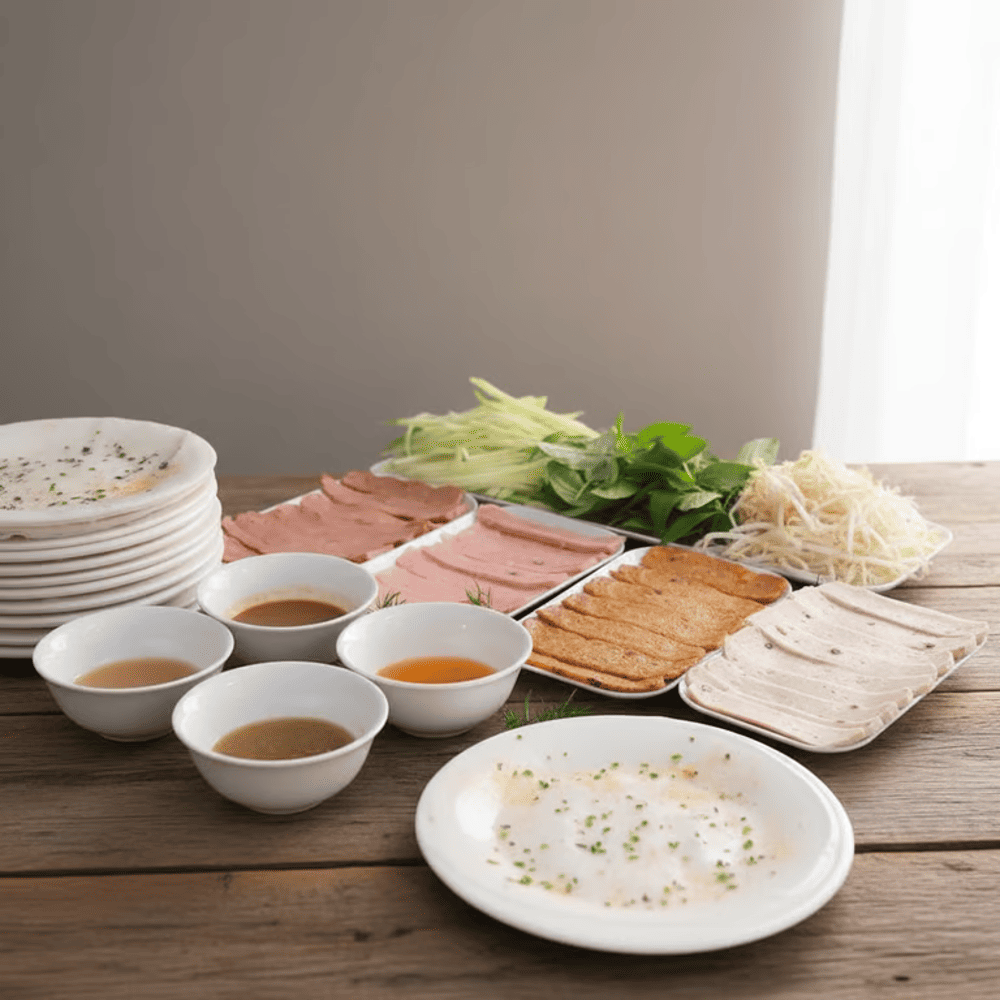 Bánh ướt chồng dĩa mang đến trải nghiệm ăn thú vị